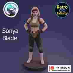 Sonya Blade - Mortal Kombat 1 3D figure Retro Infinity style (100mm) : vinyl collectible