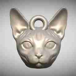 Sphynx dog head key ring for 3D printing