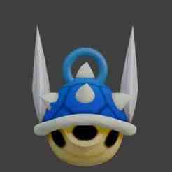 Spiny Shell Keychain - Mario Kart Blue Shell - Super Mario - Ready to Print