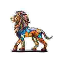 Stained glass lion statue