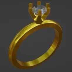 STL solitaire ring - half shank with 6-arm box