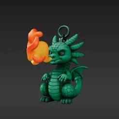 Stylized Dragon Breath Keychain - Compact Fiery Beast 3D Printable Accessory
