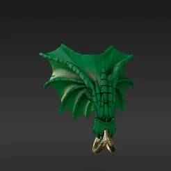 Stylized Green Wing Keyring Pendant - Translucent Fantasy Creature Charm 3D Model