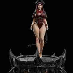 Succubus Sorceress: A Demonic Temptress Statue 3D Model for Printing