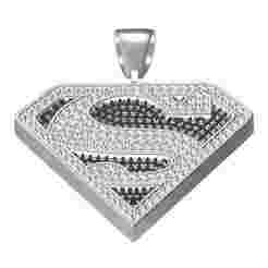 Superman Black and White Diamond Pendant