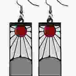 Tanjiro, Anime-Inspired Sun Earrings - STL/OBJ