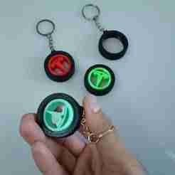 Tesla  Gyroscope Tire Keychain – Rotating Logo