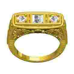 Three Stone Filigree Engagement Ring