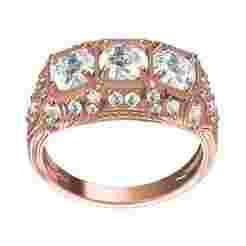 Three Stone Ring Moissanite Diamond Engagement Bride Ring