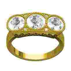 Three Stone Vintage Style Art Deco Ring