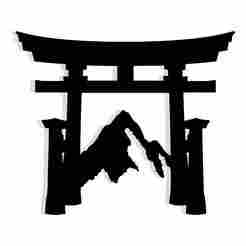torii gate with a mountain peak rising through its center 1 - 2D/3D Wall Art STL+SVG For CNC Router, Plasma, Waterjet, Laser & 3D Printer