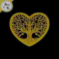 Tree in heart - Silhouette - 2D Wall Art Decor
