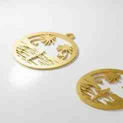 Tropical Island Mermaid Pendant with Palm Trees