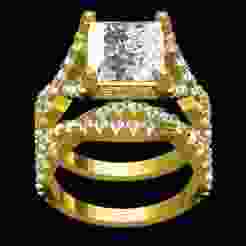 Twisted Micro pave Shank Engagement Ring with Band