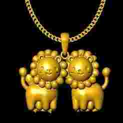 two lions pendant charm