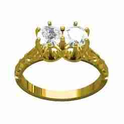 Two Stone Vintage Engagement Ring