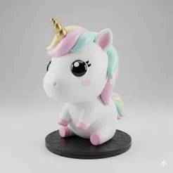 unicorn chibi kawaii cute sitting with and without base
