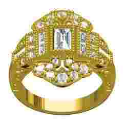 Unique Art Deco Style Engagement Ring 02