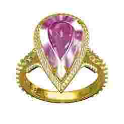 Unique Large Pear Round Diamond Halo Cathedral Ring