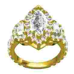 Unique Marquise Three Stone Halo Diamond Engagement Ring