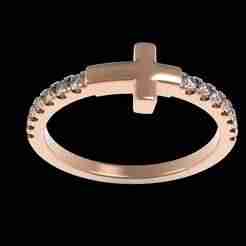 Unique Round Diamond Micro Prong Setting Cross Ring
