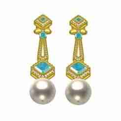 Unique Various Diamond Pearl Drop Stud Earring