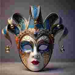 Venetian Jester Mask – Blue & Gold Elegance