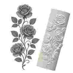 Vertical Rose Vine Trio Clay Roller – Embossed Texture STL for Pottery, Polymer Clay & Slab Work
