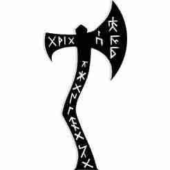 Viking axe with runes carved into the blade 5 - 2D/3D Wall Art STL+SVG For CNC Router, Plasma, Waterjet, Laser & 3D Printer