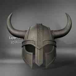 Viking Helmet with Horns and Rune Engravings