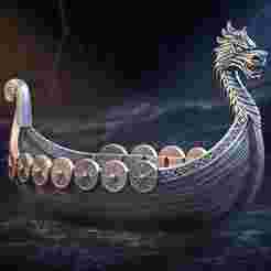 Viking Longship with Dragon Prow – 3D Printable Model