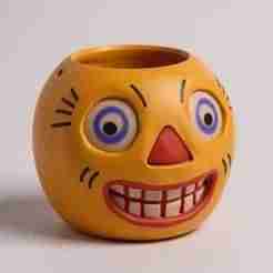 Vintage halloween pumpkin head bucket lantern