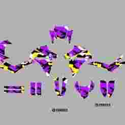 VINYL DESIGN FOR: XT 660R, XT 660R CAMOUFLAGE PURPLE BLACK YELLOW AND WHITE YAMAHA Custom, Sticker, Fairing