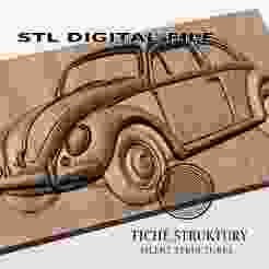 Volkswagen Beetle – Classic Vintage Car Bas Relief – 3D STL Model