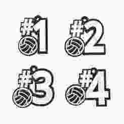 Volleyball numbers keychain
