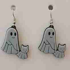 Walking Ghost Cat– Halloween Black & White Earring / Keychain STL (No AMS Required)