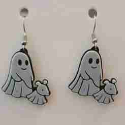 Walking Ghost Dog – Halloween Black & White Earring / Keychain STL (No AMS Required)