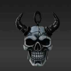 Weathered Fiend Skull Charm - Spooky Aged Bone Key Fob STL