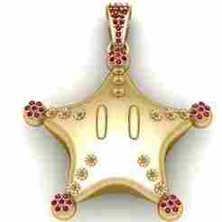 Whimsical Ruby-Tipped Star Charm Pendant 3D Printable Model