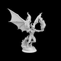Winged Demon with Flaming Hands 3D Printable Mode