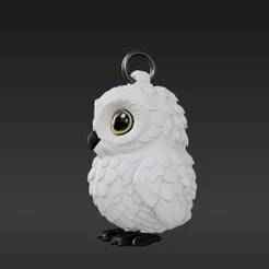 Wise Arctic Owl Miniature Charm - Detailed Printable Accessory for Keychains & Collectibles