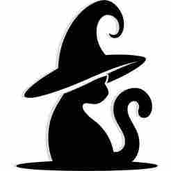 witch hat with a cat silhouette curled around the base 2 - 2D/3D Wall Art STL+SVG For CNC Router, Plasma, Waterjet, Laser & 3D Printer