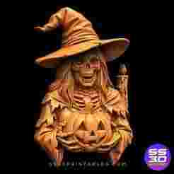 Witch & Pumpkin Bas-Relief STL
