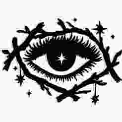 witch's eye framed by branches and stars 3 - 2D/3D Wall Art STL+SVG For CNC Router, Plasma, Waterjet, Laser & 3D Printer