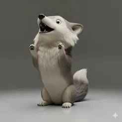 wolf playing happy chibi kawaii