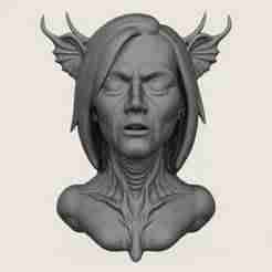 Woman Horror Face Bust Print Ready 3D Model
