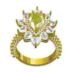 Yellow Pear Cut Diamond Cocktail Ring