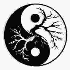 yin-yang symbol with roots and branches extending from each side 2 - 2D/3D Wall Art STL+SVG For CNC Router, Plasma, Waterjet, Laser & 3D Printer