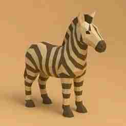 Zebra Low Poly 3D Model | Polygonal Animal Sculpture for 3D Printing