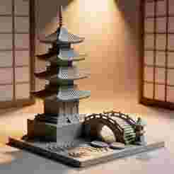 Zen Pagoda Garden 3D Print Model | Japanese Miniature STL